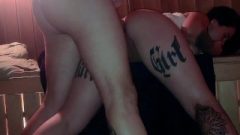 Dude Facefuck And Doggystyle Nailing Tatted Whore In Sauna
