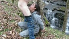 Handcuffed To A Tree And Deep Throat Facefucked