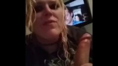 Golden-haired Blow Job Gagging And Showing Spunk
