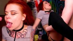 Throat Fuck And Pulsating Sperm In Mouth With Redhead Belle
